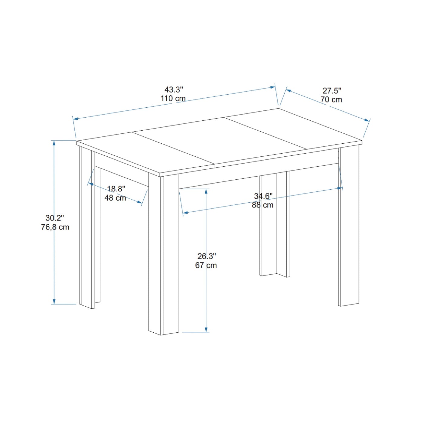 Dennis 110 Four - Person Dining Table