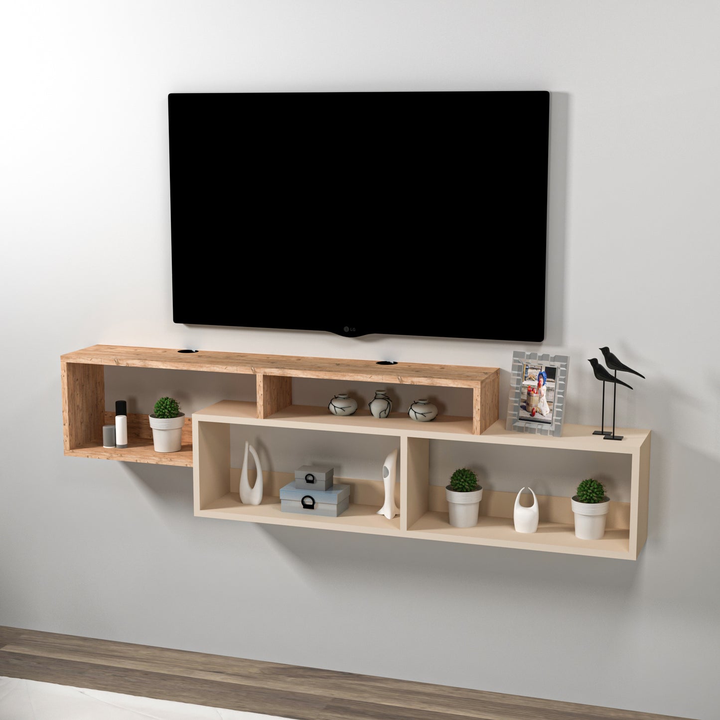 Frank Floating TV Stand with Shelves for TVs up to 70"