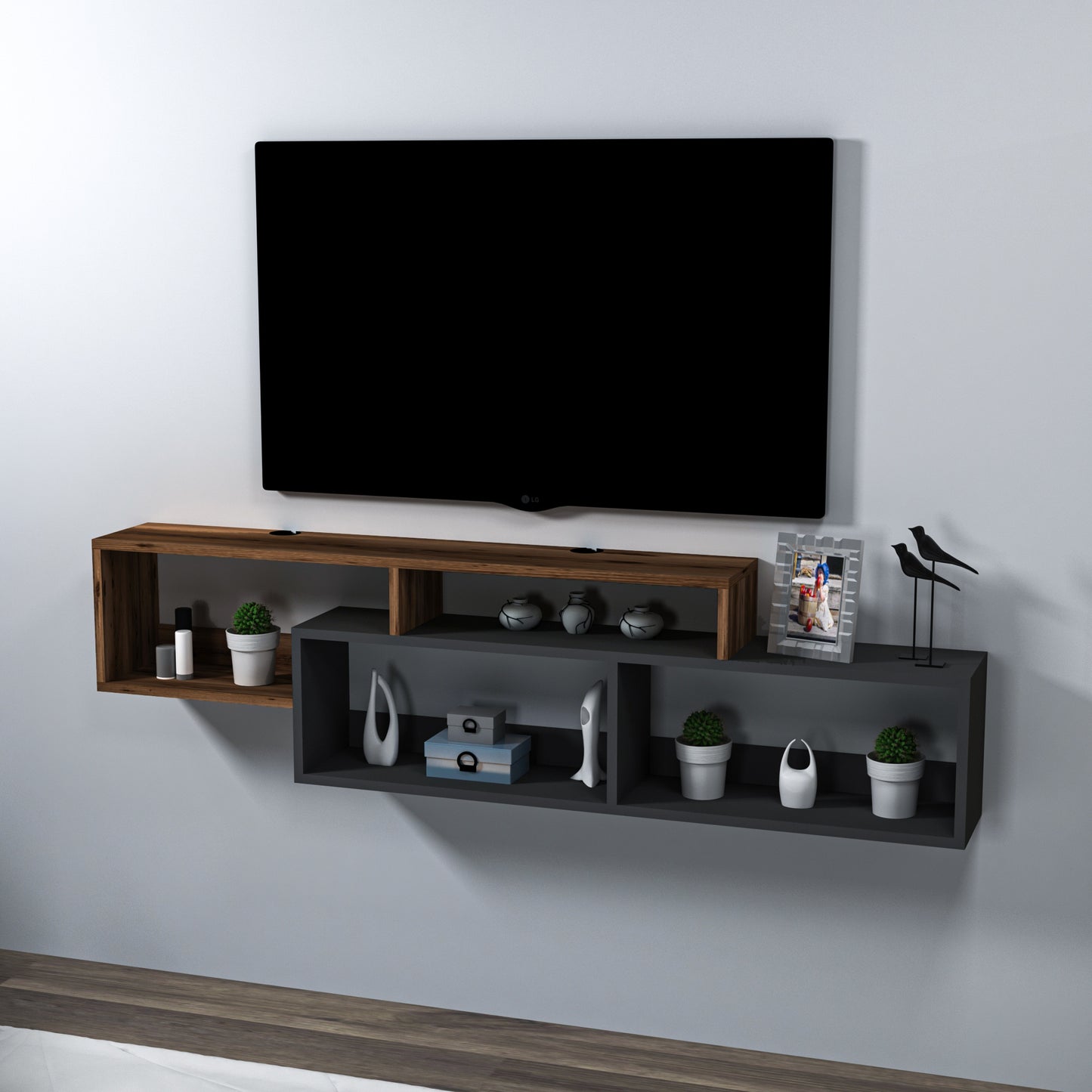 Frank Floating TV Stand with Shelves for TVs up to 70"