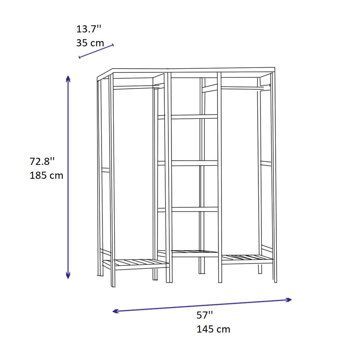 Indogo 35 Handmade Solid Pine Wood Open Wardrobe - Destina Home