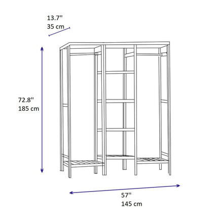 Indogo 35 Handmade Solid Pine Wood Open Wardrobe - Destina Home