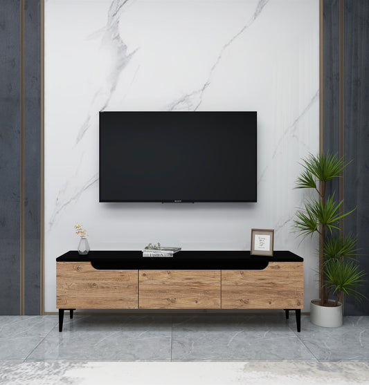 Karya TV Stand with 3 Cabinets & Doors Fits TVs up to 65 inches