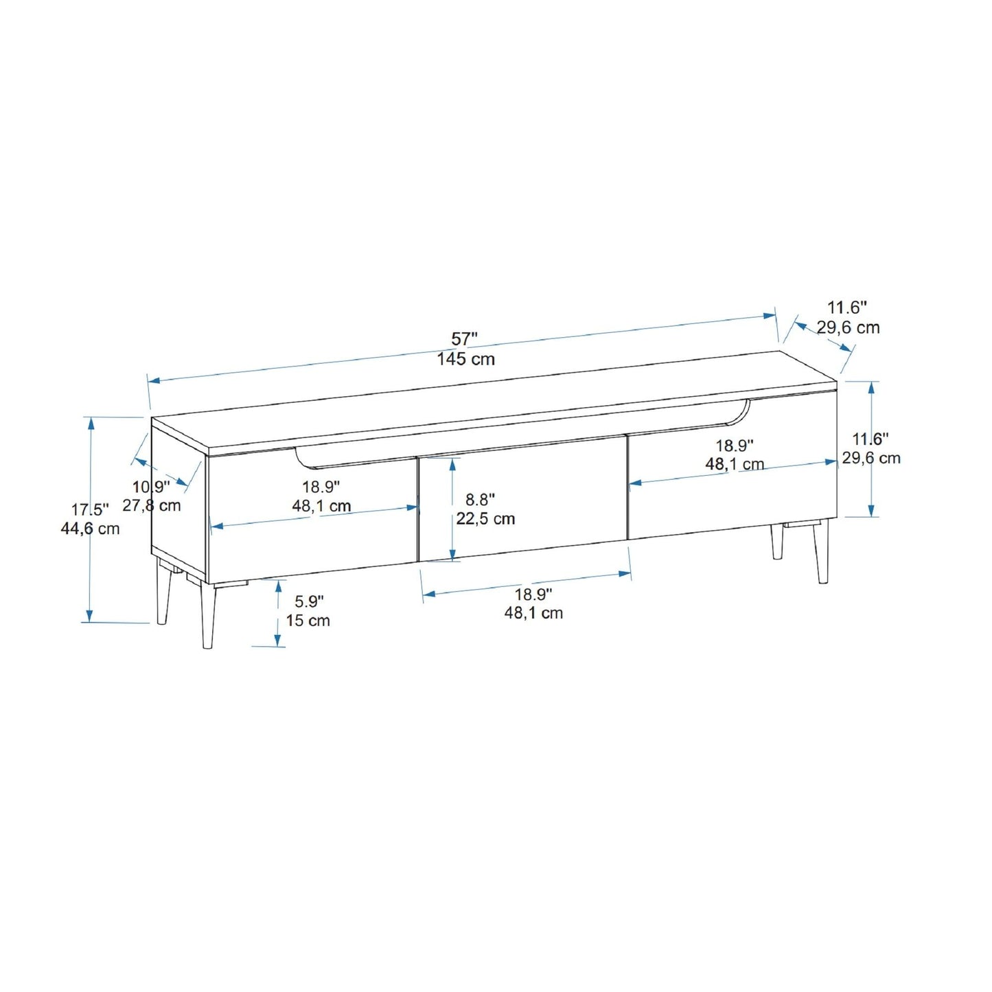 Karya TV Stand with 3 Cabinets & Doors Fits TVs up to 65 inches - Atlantic Pine & Anthracite - Destina Home