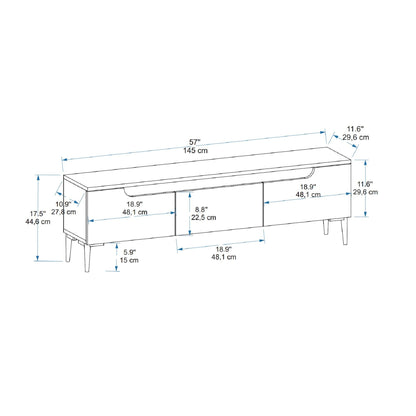 Karya TV Stand with 3 Cabinets & Doors Fits TVs up to 65 inches - Atlantic Pine & Anthracite - Destina Home