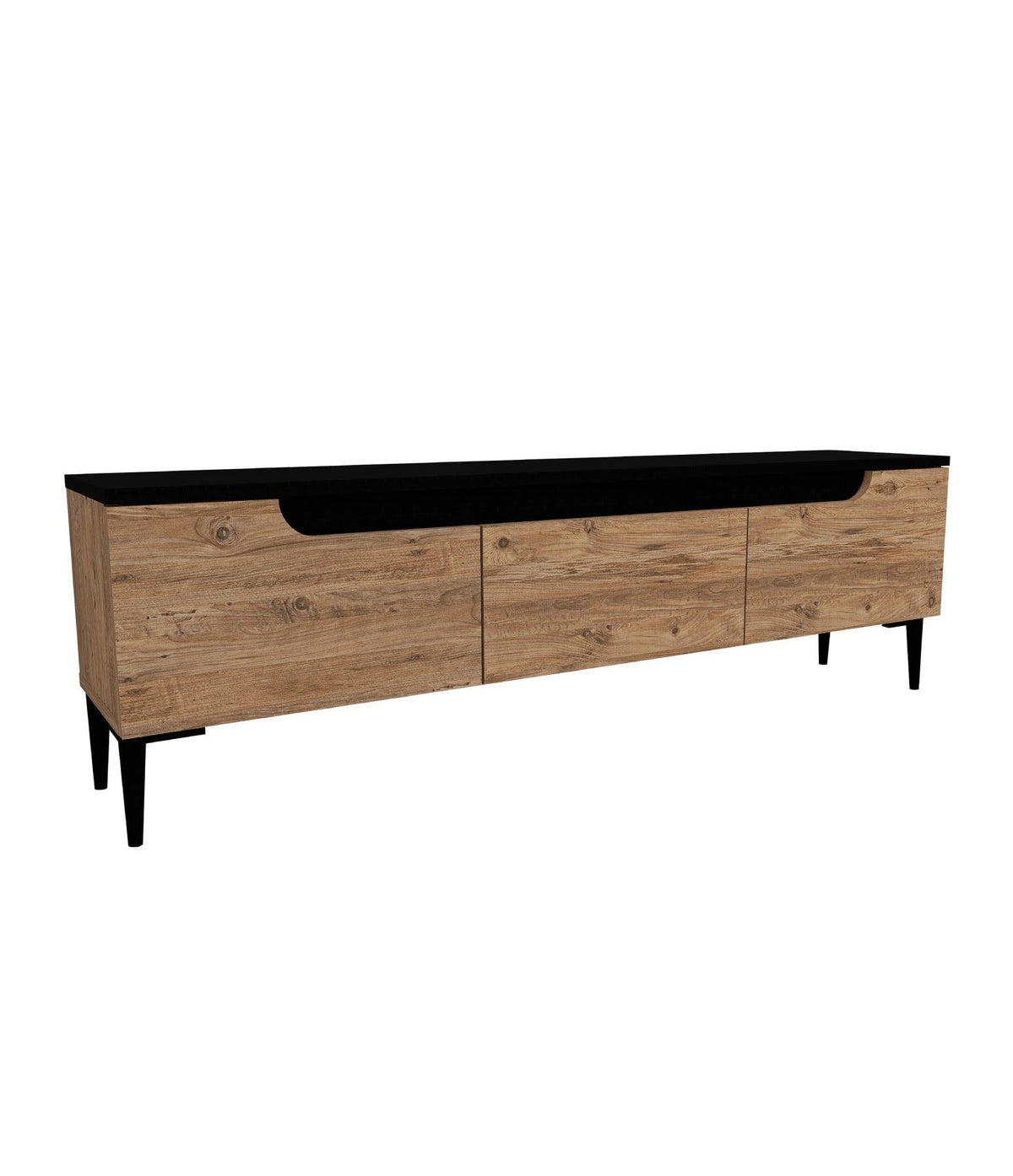 Karya TV Stand with 3 Cabinets & Doors Fits TVs up to 65 inches - Atlantic Pine & Anthracite - Destina Home