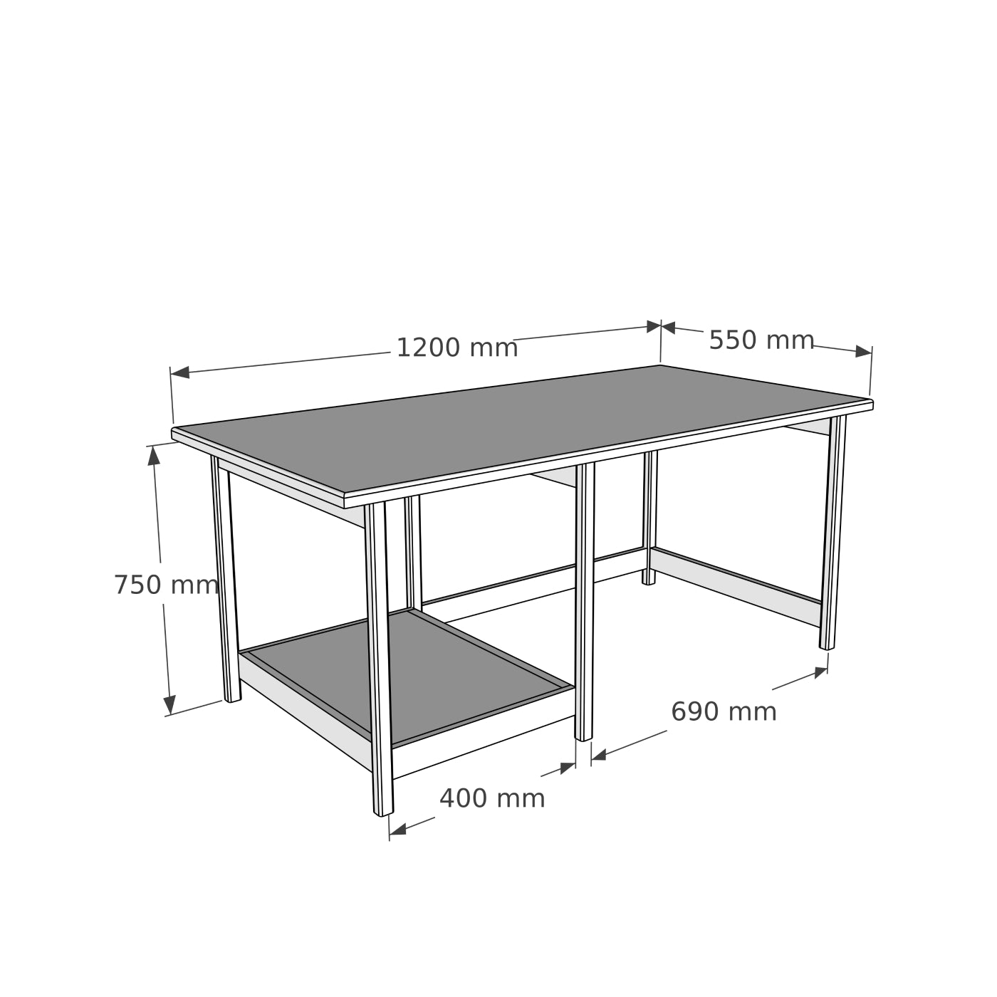 Solid Pine Wood Wood Handmade Computer Desk with Shelf Faye