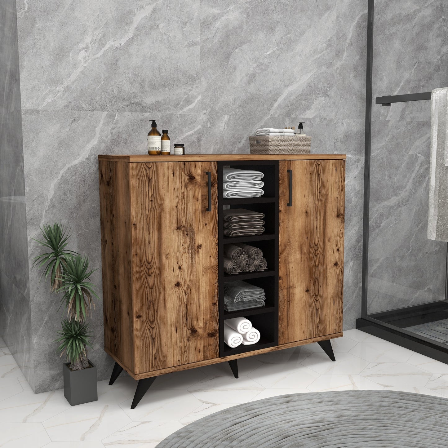 Leander Bathroom Cabinet with Shelves
