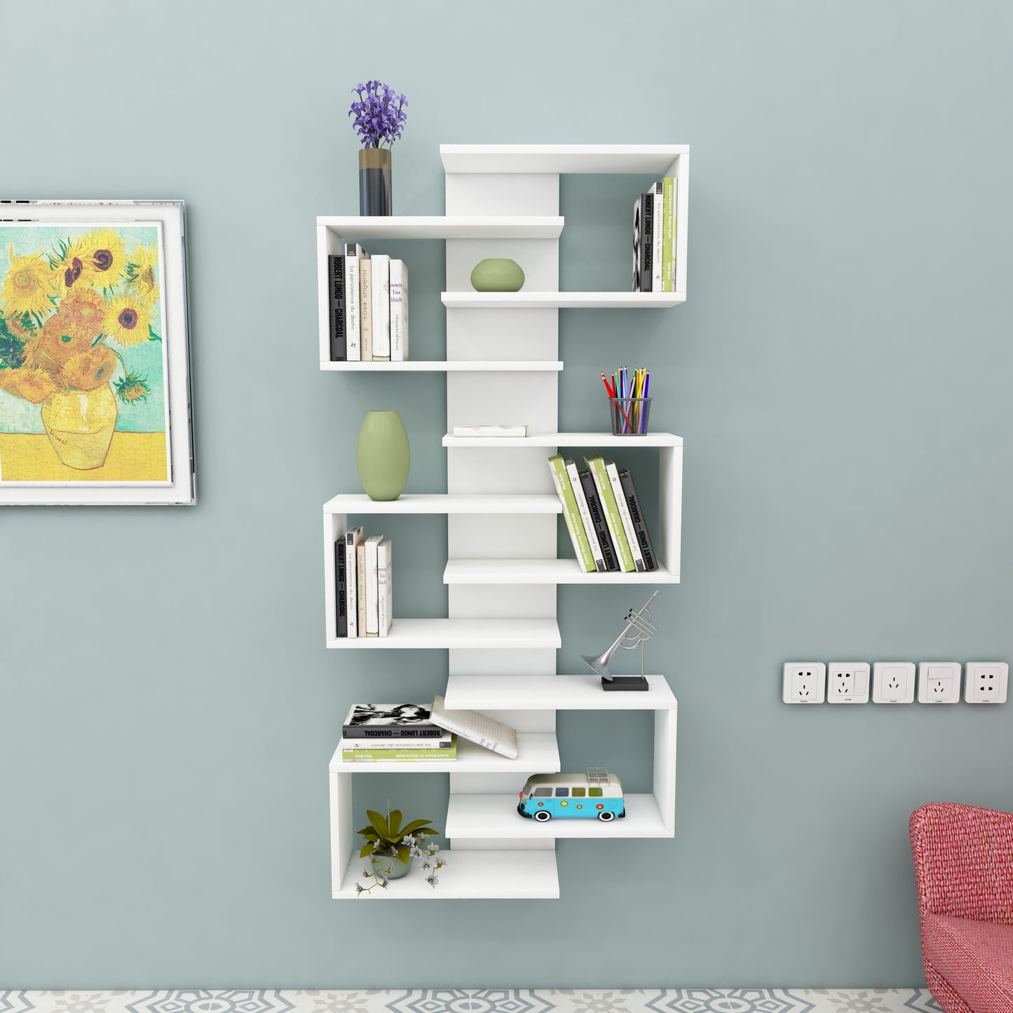 shelving unit, shelf, bookshelf, bookcase, bookcase styling, bookcase decor, bookcase design