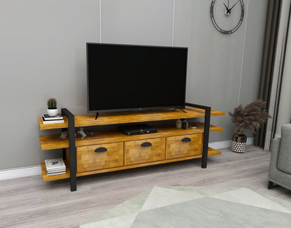 Handmade Solid Pine Wood Metal TV Stand and Media Console Miles