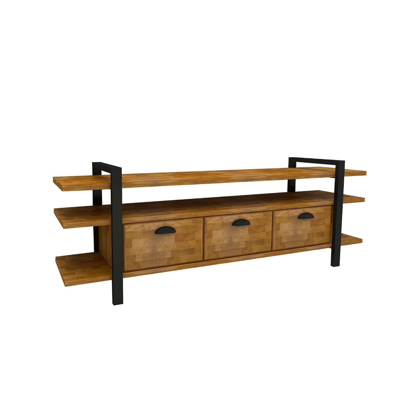 Miles Handmade Solid Pine Wood Metal TV Stand and Media Console