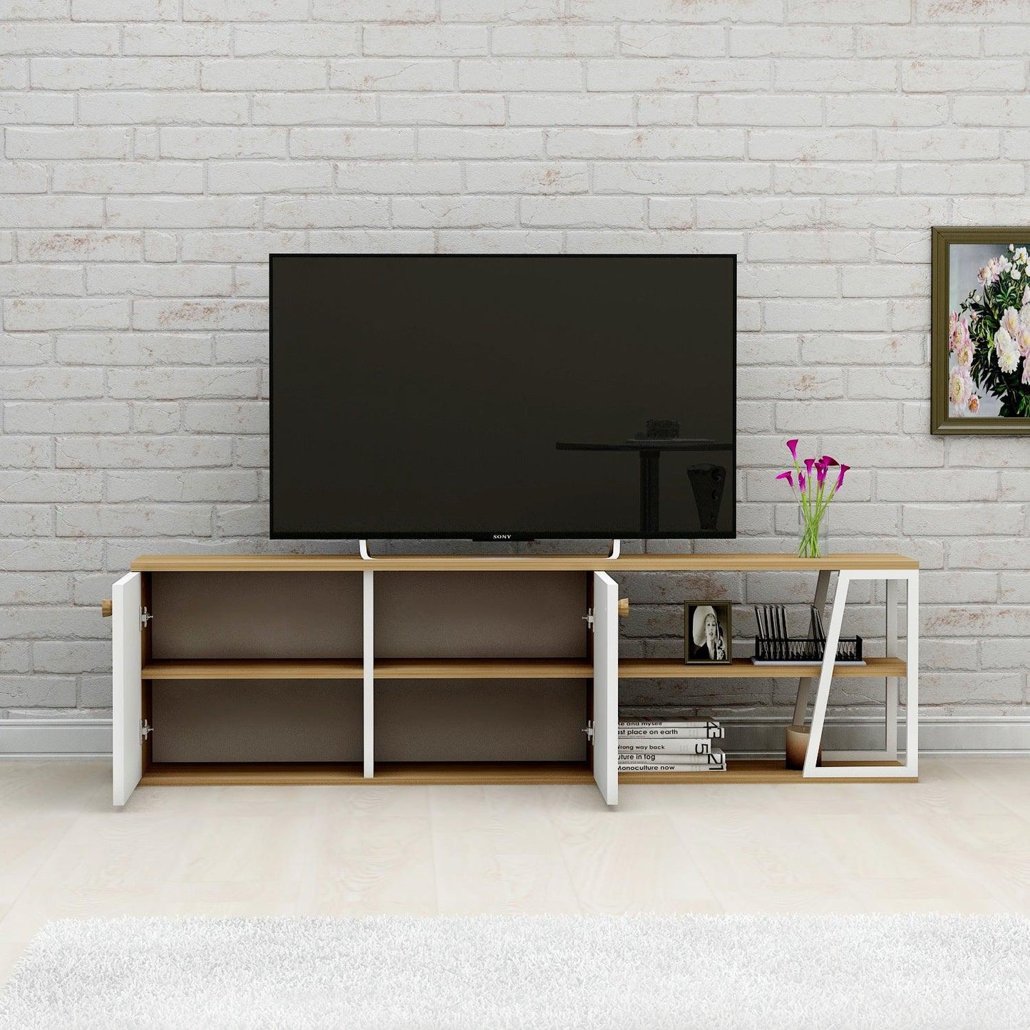 Avena TV Stand with Cabinets and Shelves - Destina Home