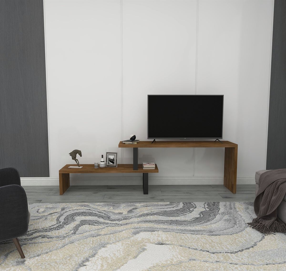 Lucian Solid Pine Wood Metal Handmade TV Stand for TVs up to 50"