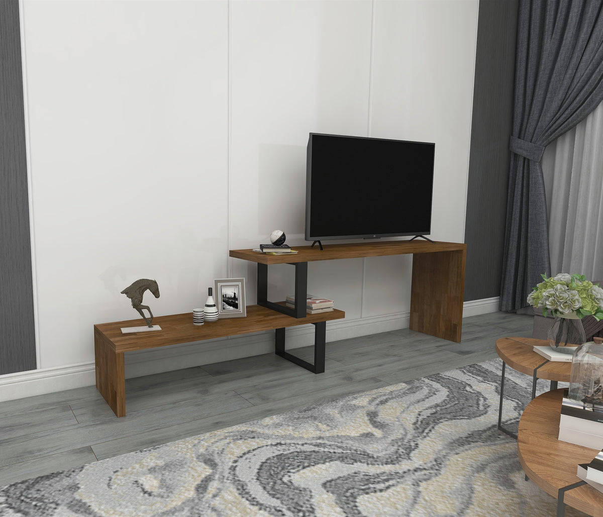 Lucian Solid Pine Wood Metal Handmade TV Stand for TVs up to 50"