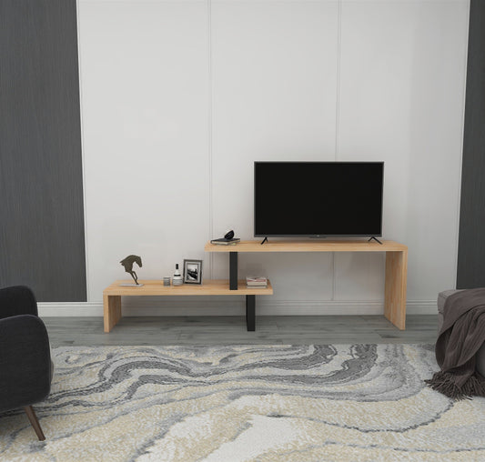 Soporte para TV de madera maciza de pino Lucian, hecho a mano, para televisores de hasta 50" 