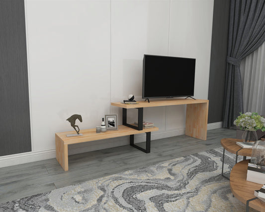 Soporte para TV de madera maciza de pino Lucian, hecho a mano, para televisores de hasta 50" 