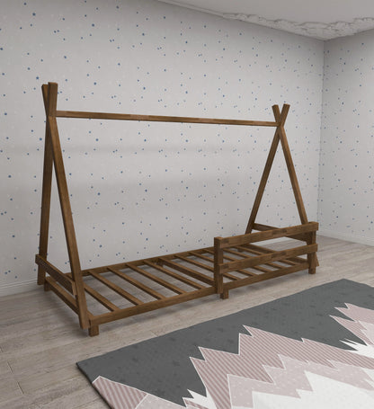 Montessori Floor Bed Frame Solid Pine Wood Kids Toddler Bedstead, 200x140x90 cm