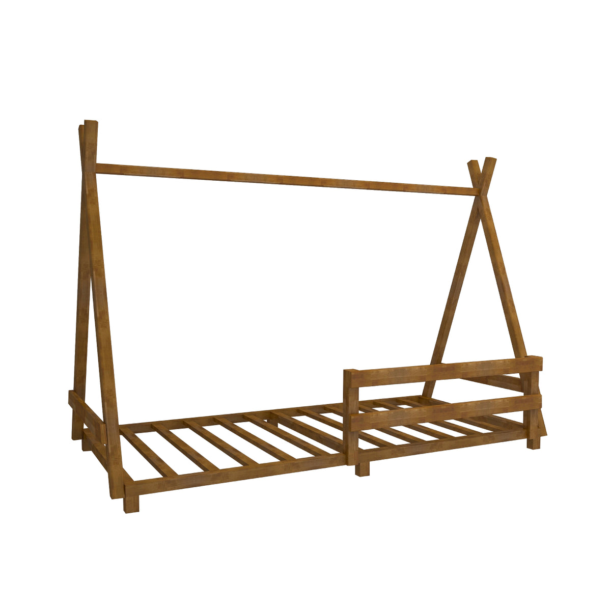 Montessori Floor Bed Frame Solid Pine Wood Kids Toddler Bedstead, 200x140x90 cm