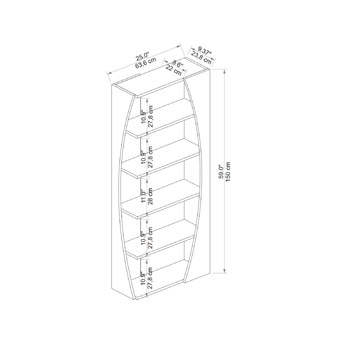 Bookcase, Bookshelf, Floating Bookcase, Floating Bookshelf, Shelving Unit, Shelf, Furniture, Home, Office, Living room, Study room 