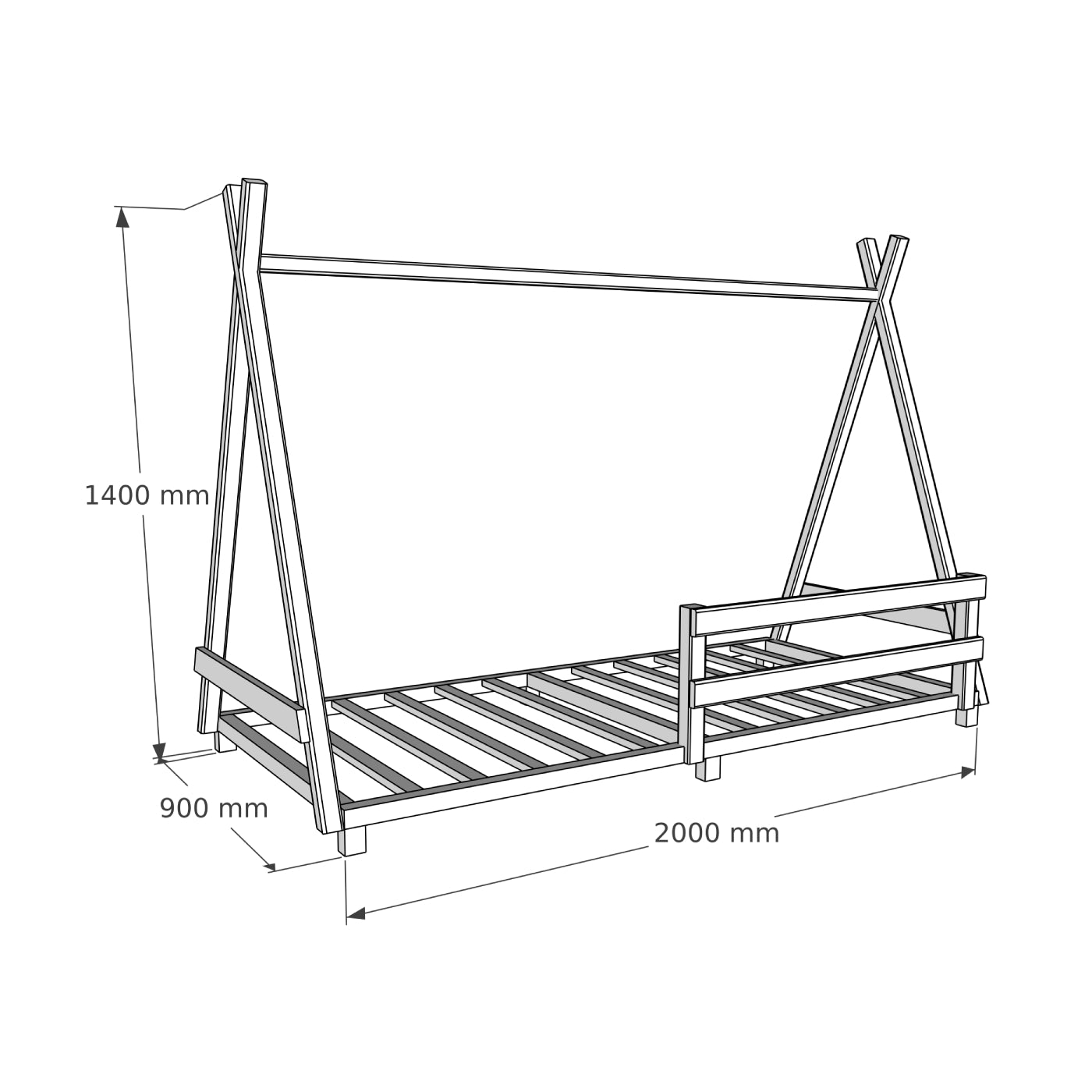 Solid Pine Wood Handmade Montessori Floor Bedstead Bed Frame Nanala