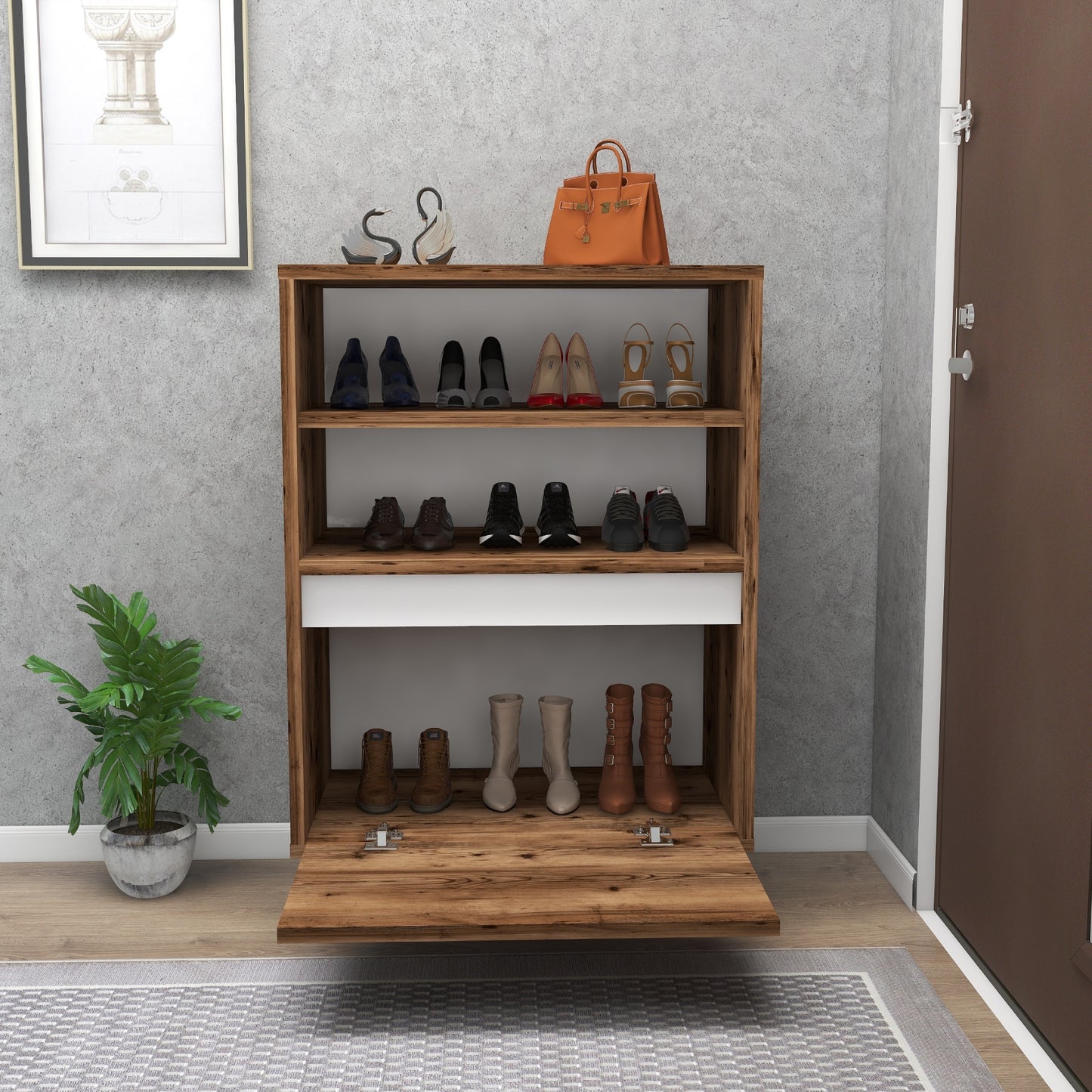 Pavlos Shoe Storage Shelf with Cabinet