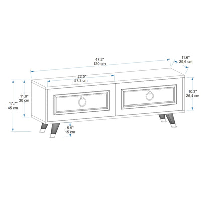 Romens 120 cm Wide TV Stand and Media Console with Cabinets