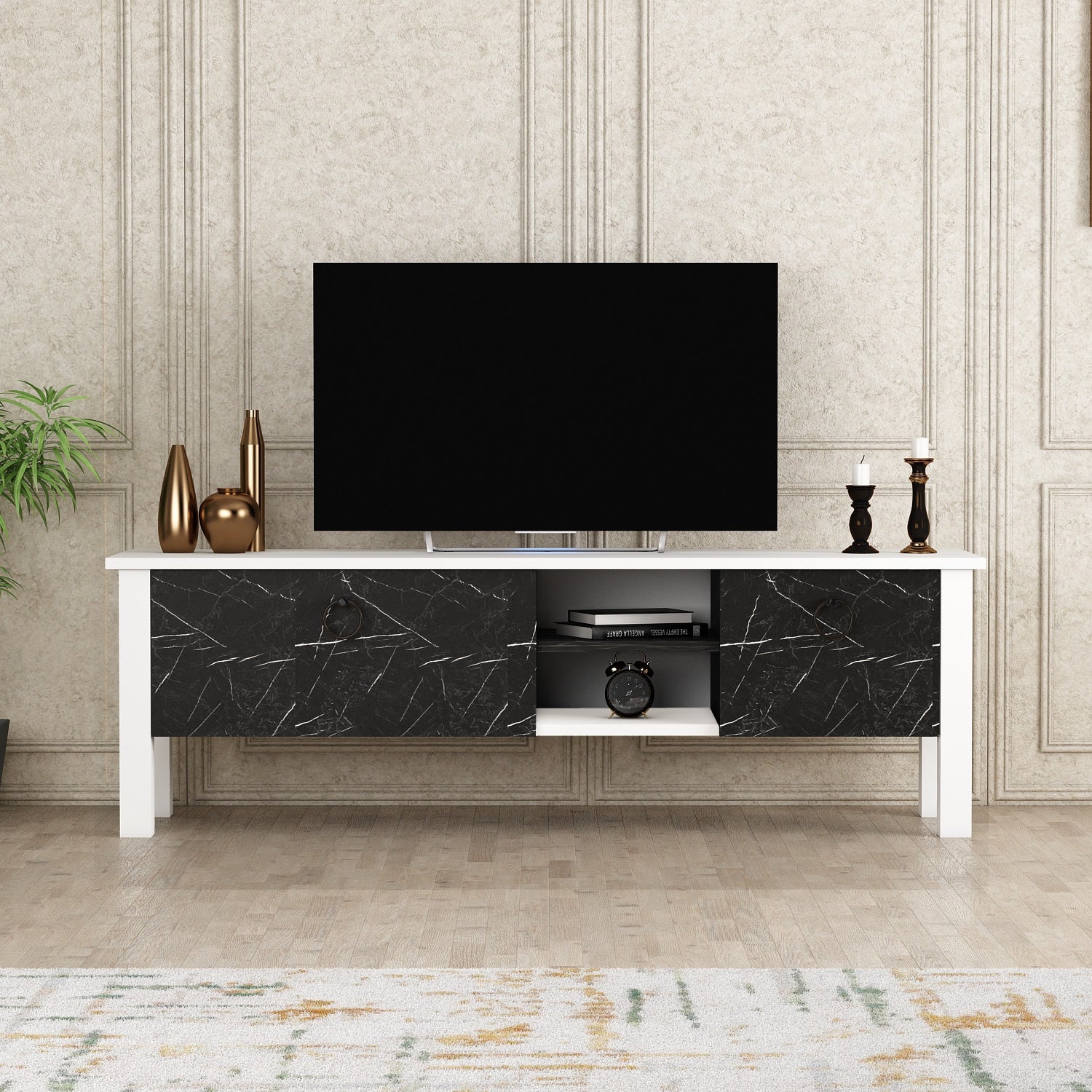 Grey marble tv deals cabinet