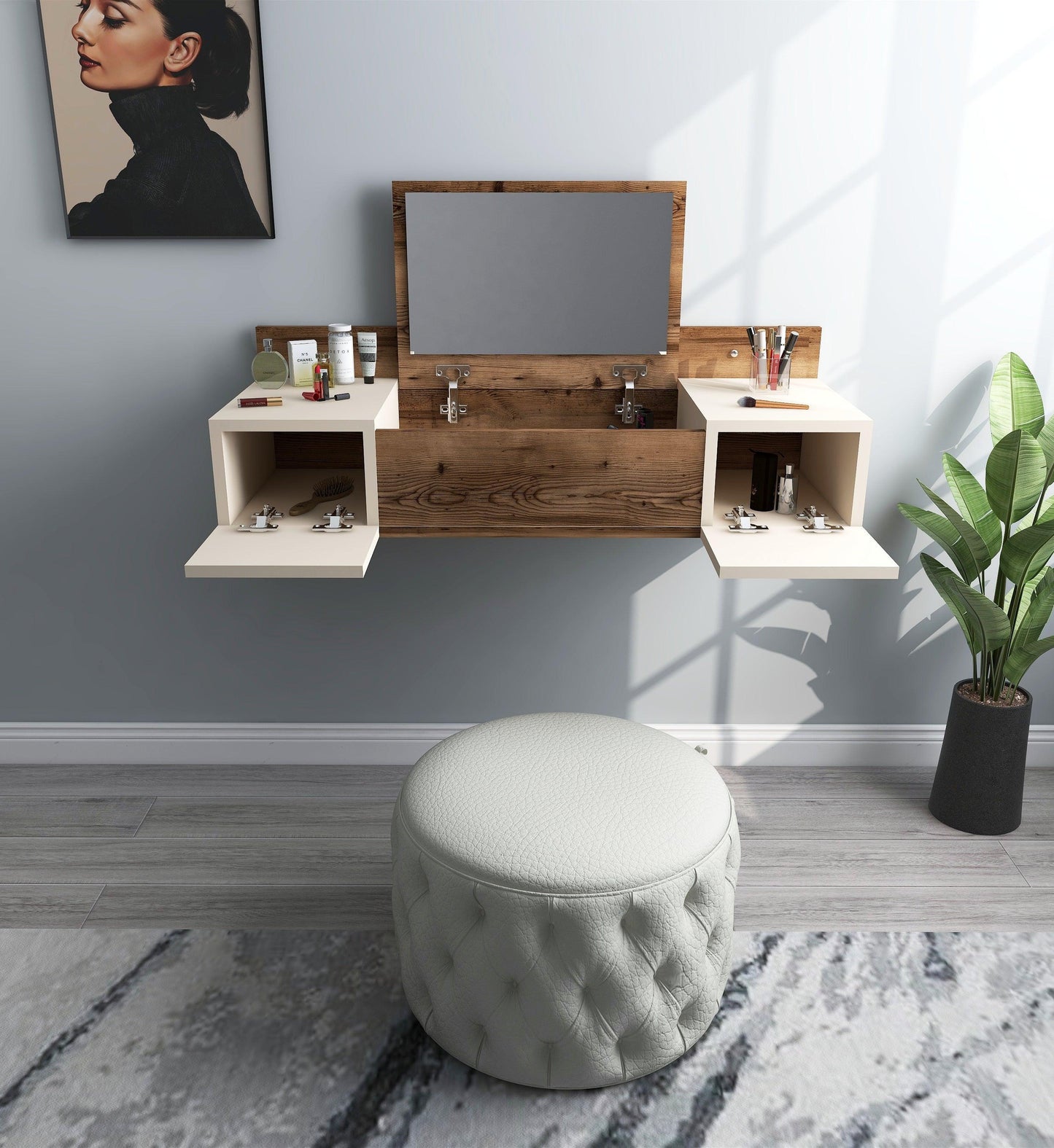 vanity, toilet table, makeup vanity, makeup table, dressing table