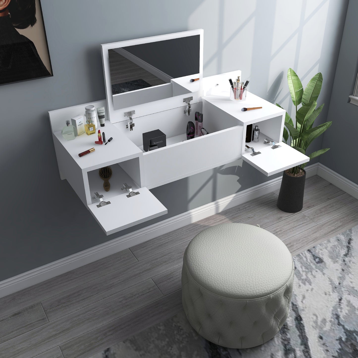 Makeup Vanity Table with Mirror Bertus Wall Mounted Vanity Table