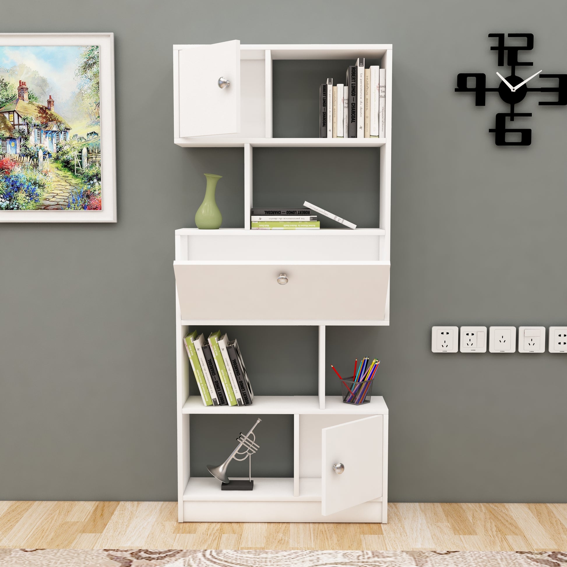 shelving unit, shelf, bookshelf, bookcase, bookcase styling, bookcase decor, bookcase design