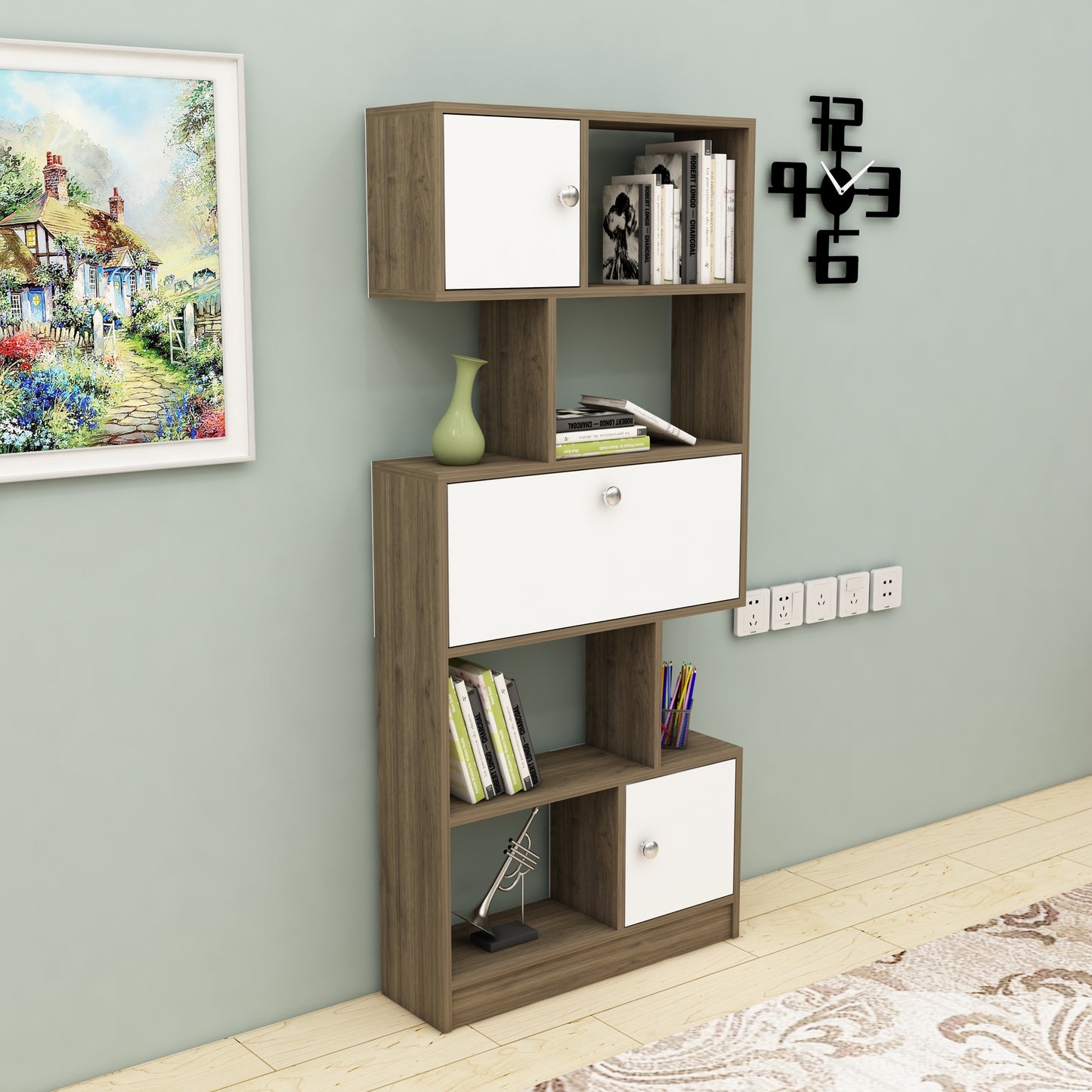 shelving unit, shelf, bookshelf, bookcase, bookcase styling, bookcase decor, bookcase design