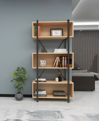 Delano Metal Frame Solid Pine Wood Handmade Bookcase