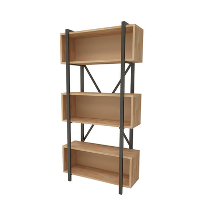 Delano Metal Frame Solid Pine Wood Handmade Bookcase