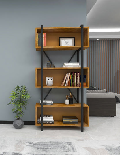 Delano Metal Frame Solid Pine Wood Handmade Bookcase