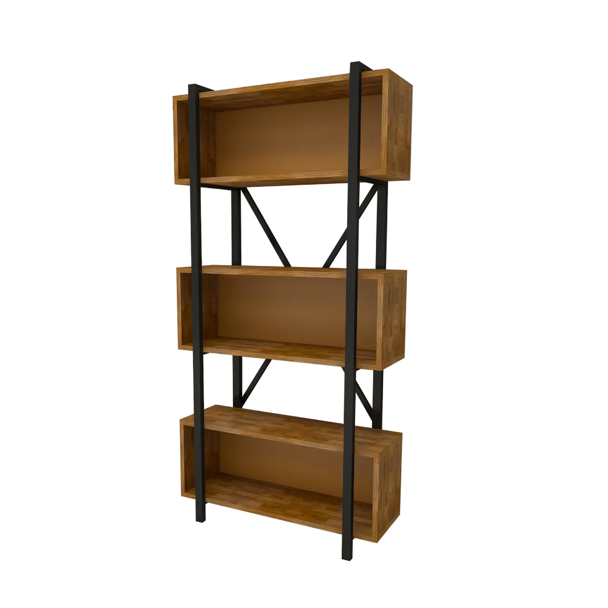 Delano Metal Frame Solid Pine Wood Handmade Bookcase
