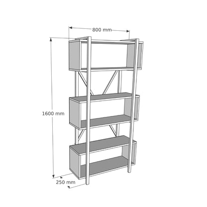 Delano Metal Frame Solid Pine Wood Handmade Bookcase