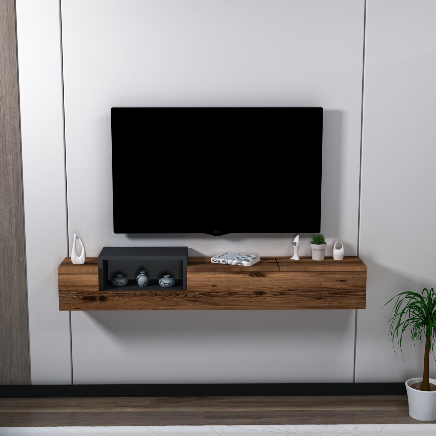 Sarah Floating TV Stand with Shelves