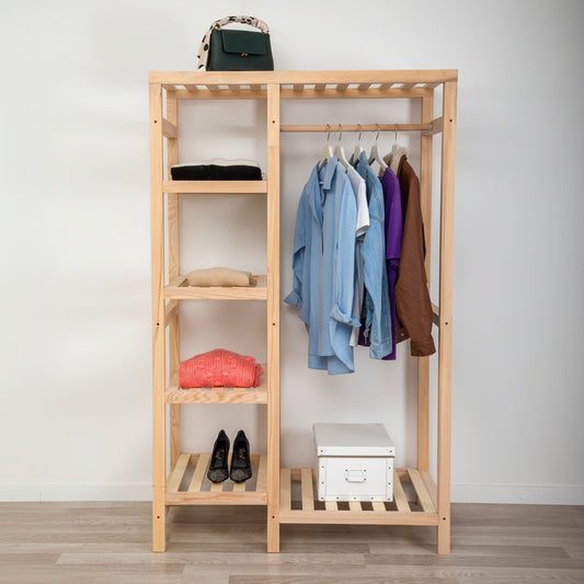 Santana 35 Handmade Solid Pine Wood Open Wardrobe