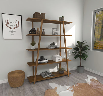 Soft 5 Tier Pine Wood Handmade Bookshelf, 145x115x30 cm-Size image