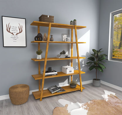 Soft 5 Tier Pine Wood Handmade Bookshelf, 145x115x30 cm-Size image