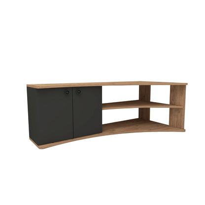 Termera Reversible Corner TV Stand with Storage for TVs up to 60 inches, Atlantic Pine and Anthracite