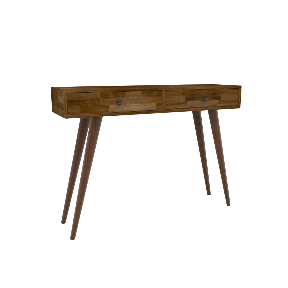 Tesla Handmade Pine Wood Console Table with 2 Drawers Destina Home Walnut