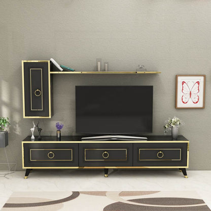 TV Stand and Entertainment Center with Cabinets and Wall Shelf for TVs up to 75" Frida
