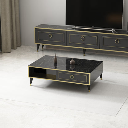 Frida Romens Coffee Table with Storage Cabinet & Open Shelf
