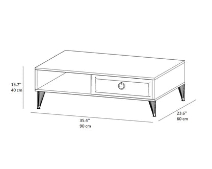 Frida Romens Coffee Table with Storage Cabinet & Open Shelf