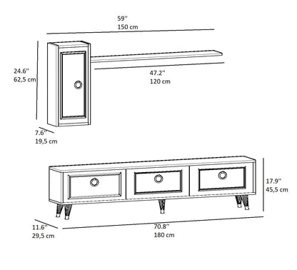 TV Stand and Entertainment Center with Cabinets and Wall Shelf for TVs up to 75" Frida