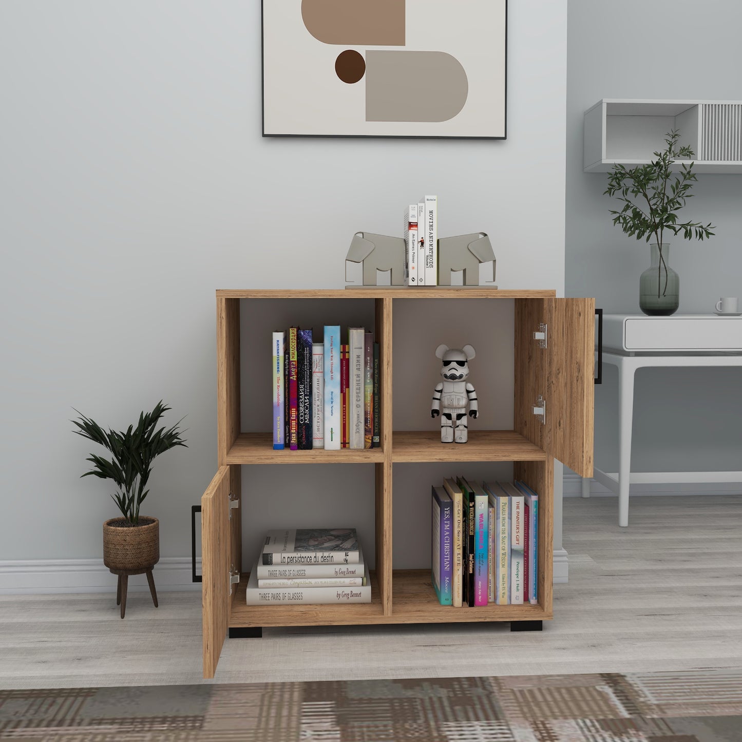 Vasilis Bookcase with Cabinets and Shelves
