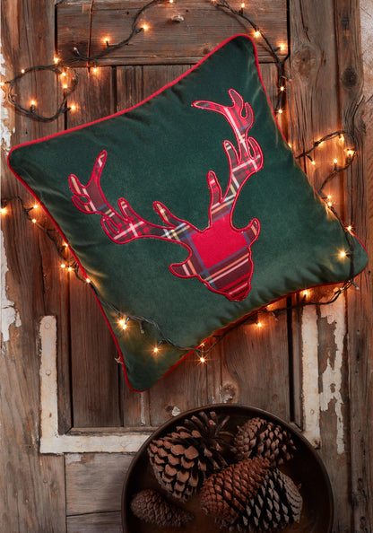 Christmas Themed Deer Inlaid Cushion Throw Pillow