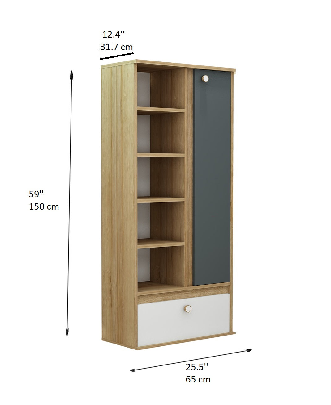 Bookcase with Cabinet and Shelves Volta