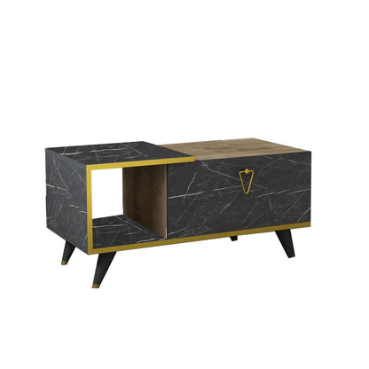 Alisya Coffee Table with Storage Cabinet and Shelf - Destina Home