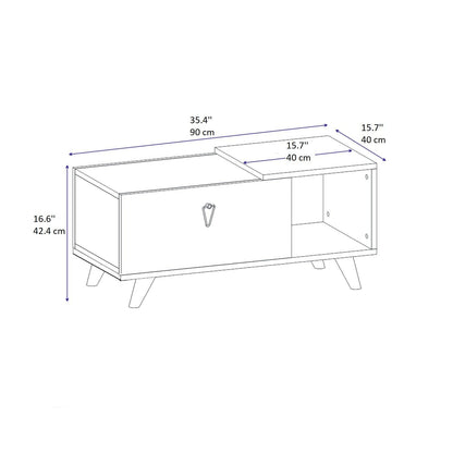 Alisya Coffee Table with Storage Cabinet and Shelf - Destina Home